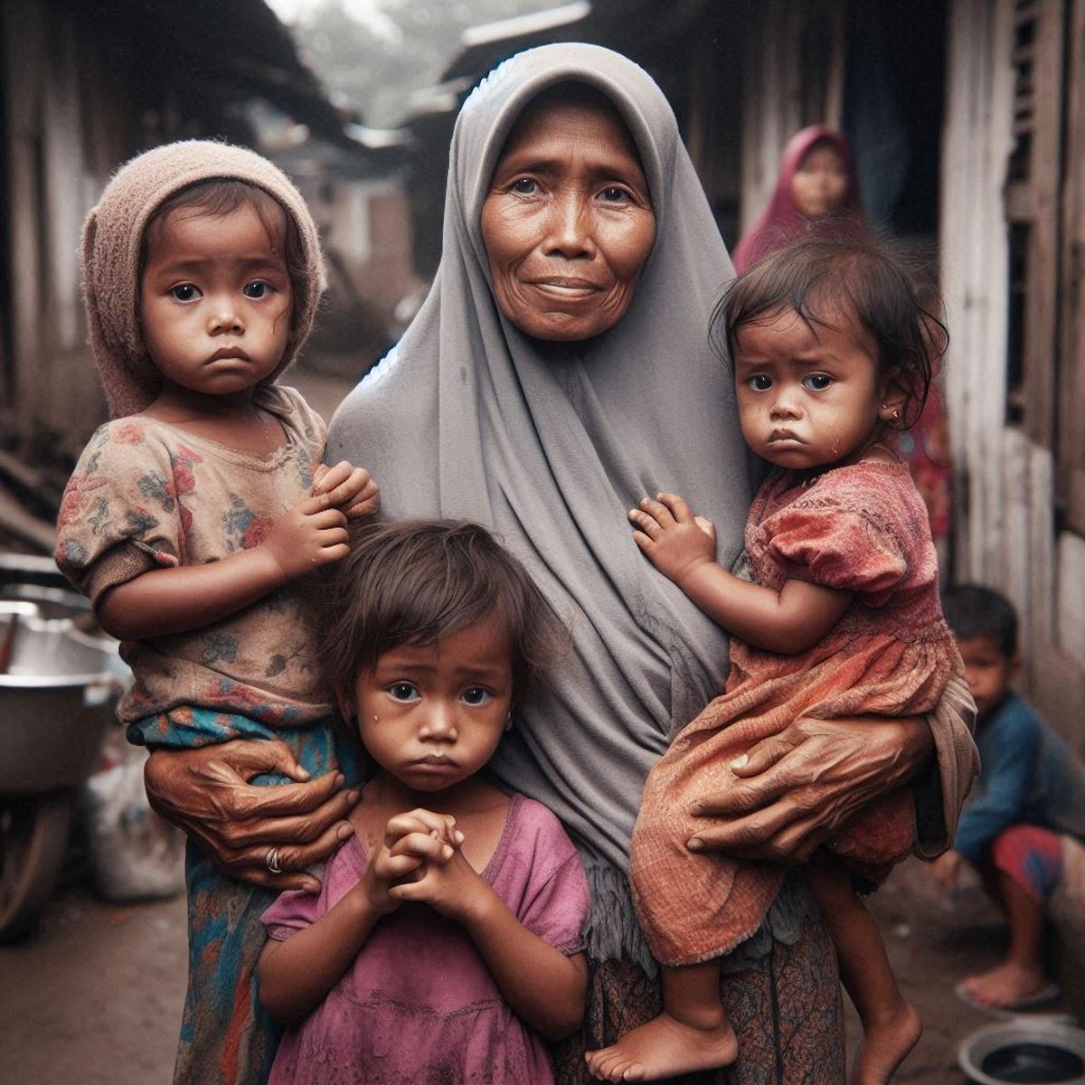 Ilustrasi Keluarga Miskin dengan Banyak Anak