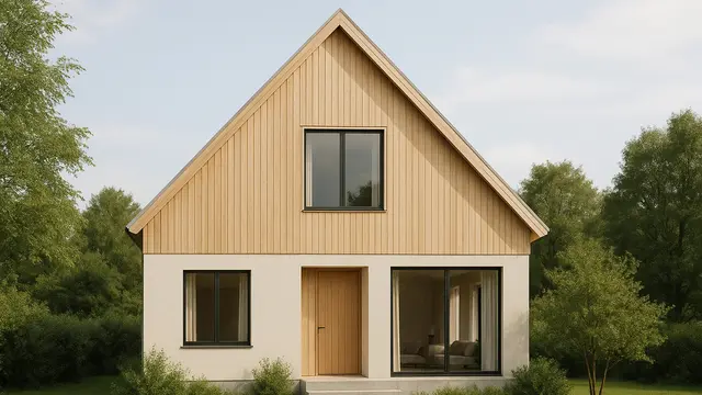 Inspirasi Rumah 2 Lantai Skandinavia dengan Atap Segitiga/via ChatGPT