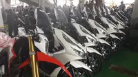 Deretan motor-motor Honda di Gudang Wahana Cimanggis (Yurike/Liputan6.com)