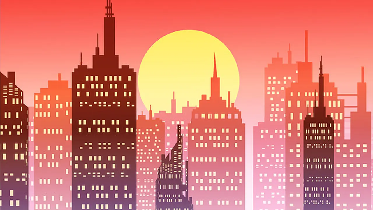 Ilustrasi langit sore di kantor