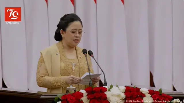 Ketua DPR Puan Maharani pada Penyampaian RUU APBN 2025 dan Nota Keuangan, 16 Agustus 2024.