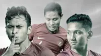 Pemain Timnas Indonesia: Witan Sulaeman, Evan Dimas dan Syahrian Abimanyu. (Bola.com/Dody Iryawan)