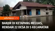 Curah hujan tinggi membuat kondisi banjir di Kabupaten Ketapang, Kalimantan Barat, semakin meluas. Sebanyak tak kurang 
dari lima kecamatan terdampak akibat musibah banjir.