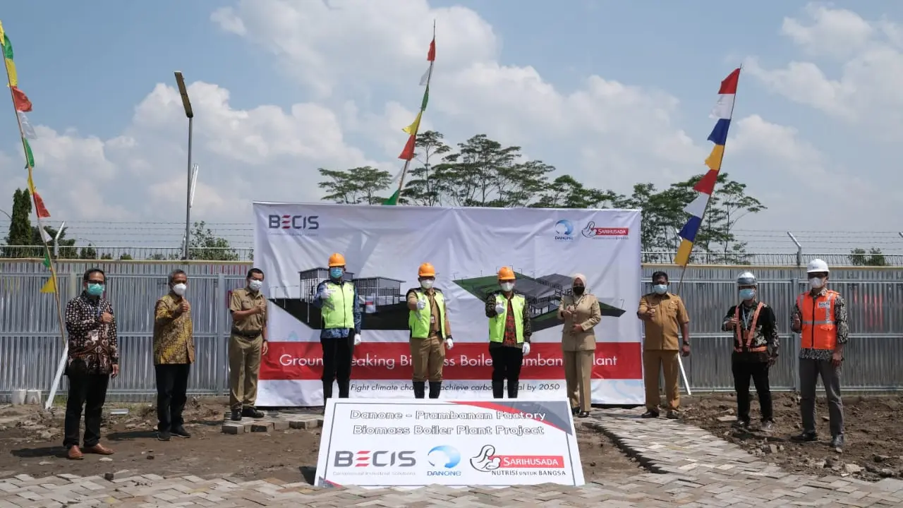 Peletakan batu pertama pembangunan fasilitas boiler biomassa di Klaten. (Istimewa)