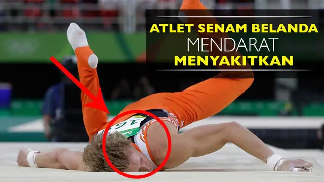 Video atlet senam Belanda, Epke Zonderland, melakukan pendaratan menyakitkan di final palang tunggal Olimpiade Rio 2016.