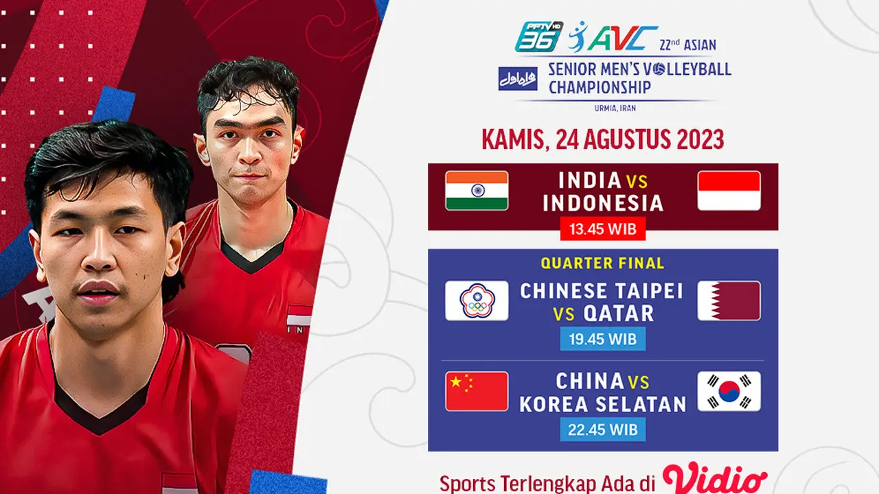 Link Live Streaming India vs Indonesia AVC Asian Championship 2023 di Vidio