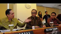 Menteri Perdagangan, Muhammad Lutfi menerangkan sebelumnya Kemendag dan Kadin telah melakukan kerjasama pada pada periode 2011 sampai 2014. Lalu, perjanjian ini diperpanjang jadi 2014 sampai 2017, Jakarta, Rabu (20/8/2014) (Liputan6.com/Faisal R Syam)
