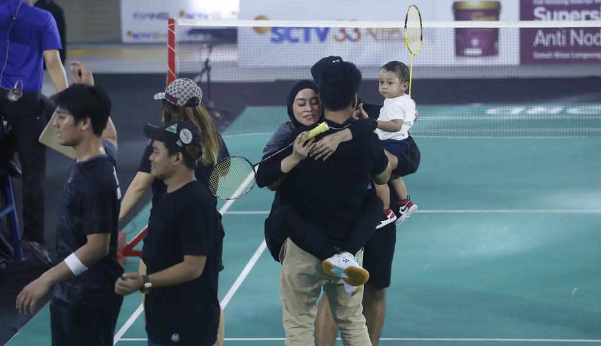 Rizky Billar menyebut, kunci kemenangannya saat harus melawan Raffi dan Gigi adalah bersikap tenang dan menikmati pertandingan. Selain main ganda campuran, Rizky Billar juga main tunggal lawan Aldi Taher dengan tiga set dan dimenangkan oleh Rizky Billar. [Foto: Bayu Herdianto/KapanLagi.com]
