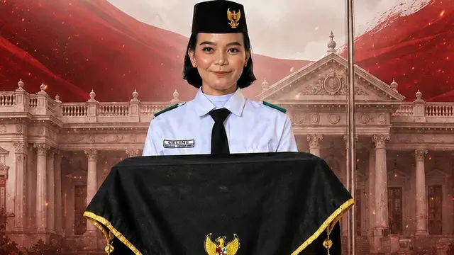 Pembawa Baki Bendera Paskibraka Di Upacara Kemerdekaan 17 Agustus 1945 HUT RI Ke-81