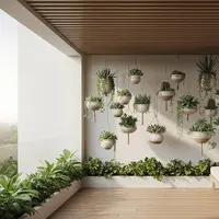 Taman Sukulen Gantung: Minimalis dan Modern/Inspirasi Teras Sempit di Perkotaan dengan Konsep Hijau Vertikal (Sumber: gemini.com)