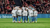 Para pemain Girona saat bertandang ke kandang Athletic Bilbao pada lanjutan Liga Spanyol 2023/2024, Selasa (20/2/2024). (Dok. Girona)