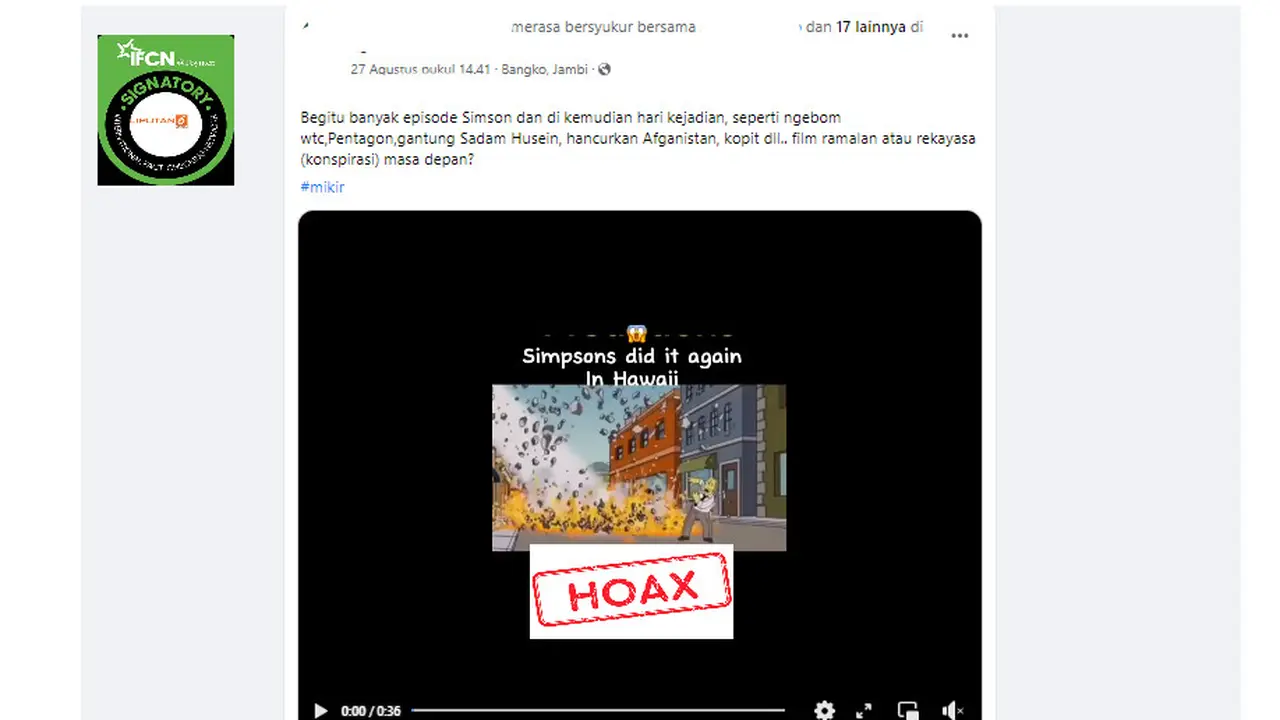 Kumpulan hoaks seputar prediksi The Simpsons