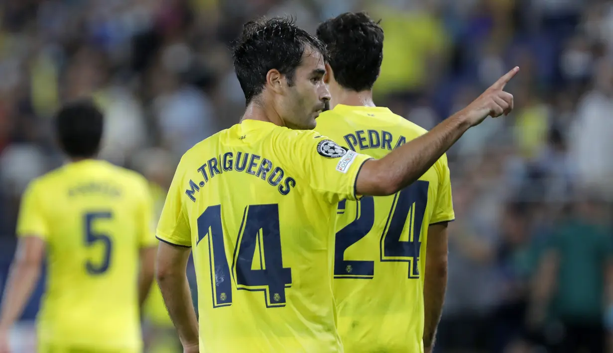 Tuan rumah Villarreal perlahan bangkit dan mampu menyamakan skor 1-1 menjelang babak pertama usai. Adalah Manu Trigueros yang mampu membobol gawang Atalanta di menit ke-39. (Foto: AP/Alberto Saiz)