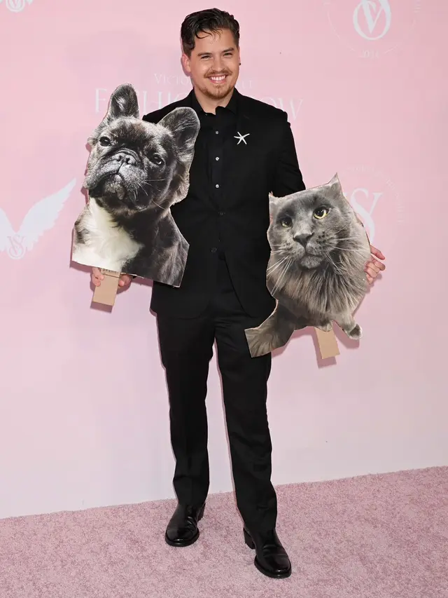 Gaya Full Support Dylan Sprouse untuk Sang Istri Barbara Palvin yang Tampil di Victoria’s Secret Fashion Show 2024, Bawa Poster ‘Anabul’