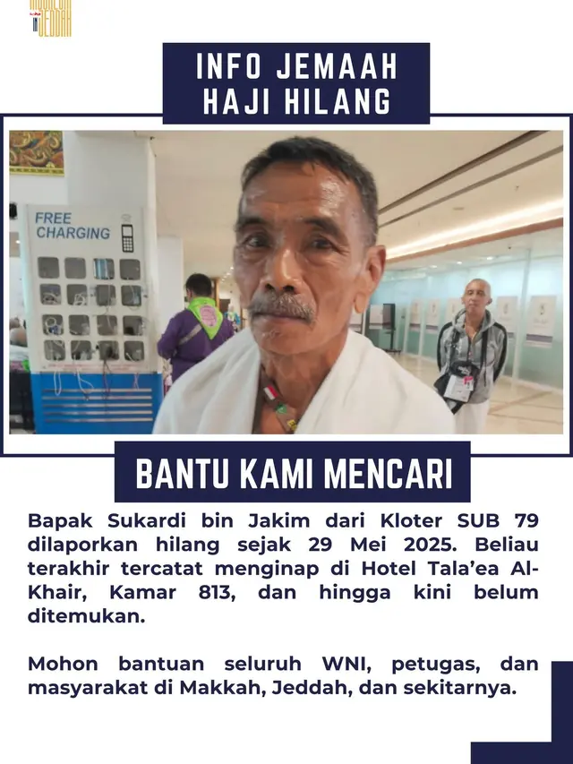 2 Jemaah Haji Lansia Hilang Sejak Akhir Mei 2025, Ibadah Hajinya Dibadalkan Seluruhnya