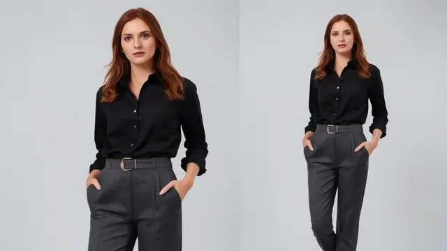 Kemeja Hitam dengan Celana Bahan Abu-abu: Old Money Style