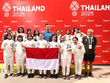 Tim Polo Putri Indonesia berhasil meraih kemenangan 26-16 atas Malaysia pada laga perebutan medali perunggu SEA Games 2025 di Thammsat University Rangsit Campus, Pathum Thani, Jumat (19/12/2025). (dok. PB Akuatik)