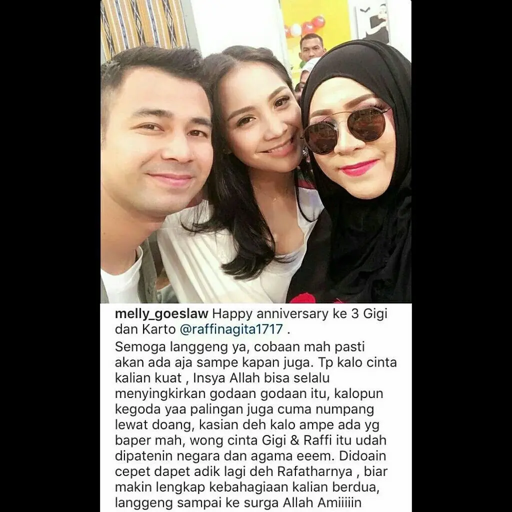 Postingan Melly Goeslaw untuk Raffi Ahmad dan Nagita Slavina (Instagram/lambenyinyir)