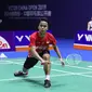 Aksi Anthony Sinisuka Ginting pada final China Open 2019 kontra Kento Momota di Changzhou, Minggu (22/9/2019). (PBSI)