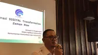 Dirjen Aptika Kemkominfo Semuel Abrijani Pangerapan ditemui di Diskusi Jurnalis Bersama Kemkominfo, Bintaro, Senin (18/12/2017). (Liputan6.com/Jeko Iqbal)