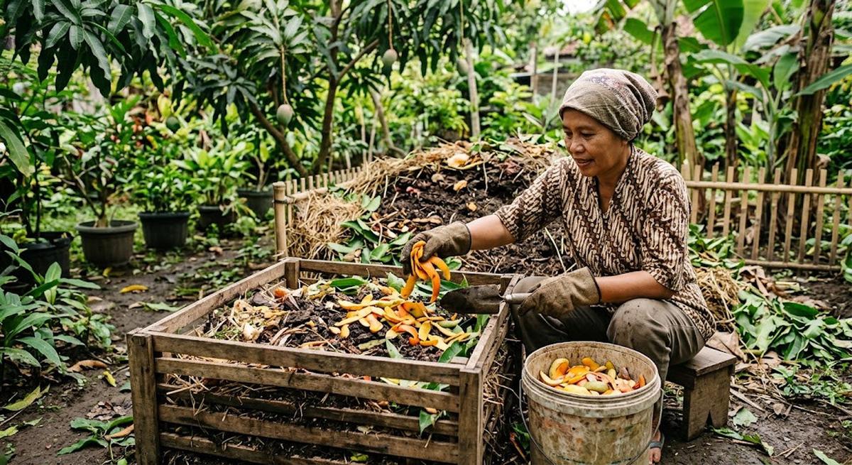 Pupuk kompos dari kulit mangga.