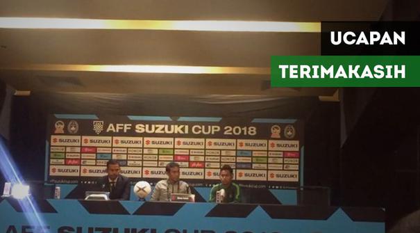 Berita video pada konferensi pers tim Indonesia saat berhasil mengalahkan Timor Leste 3-1 di Piala AFF 2018, pelatih Bima Sakti dan Andik Firmansyah mengucapkan terima kasih kepada dukungan suporter Indonesia.