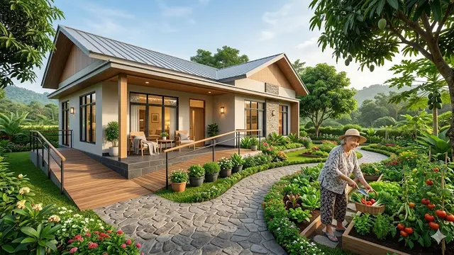 Model Rumah Lansia dengan Area Jalan Pagi