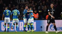 Paris Saint-Germain menghadapi Napoli di Parc des Princes dalam laga ketiga Grup C Liga Champions, Rabu (24/10/2018) malam waktu setempat. (AFP/Anne-Christine Poujoulat)
