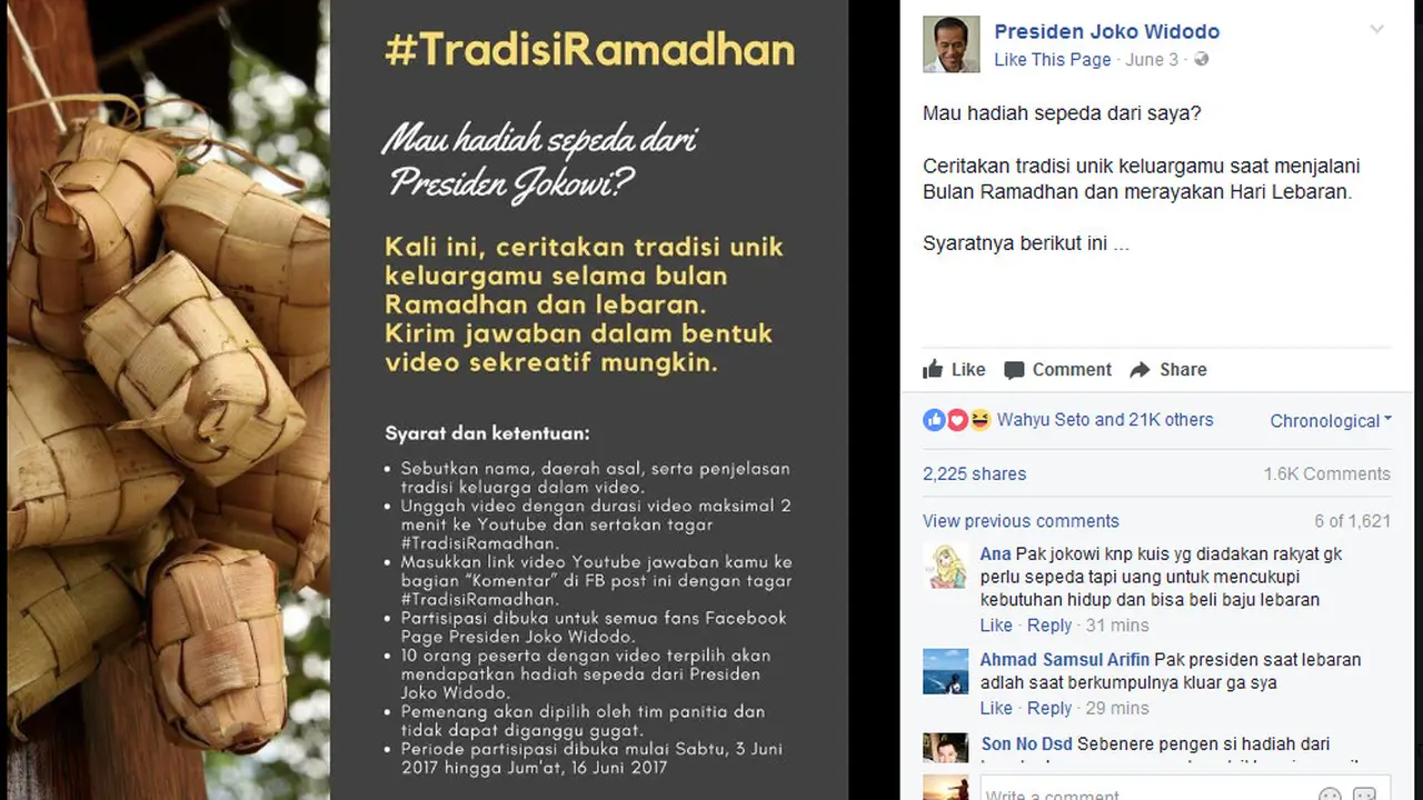 Presiden Jokowi Buat Sayembara Selama Bulan Ramadan