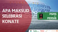 Makan Konate melakukan selebrasi emosional saat Sriwjaya FC menghadapi PSM Makassar.