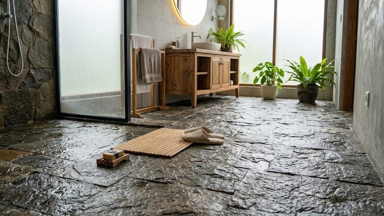 Jenis Lantai Kamar Mandi yang Tidak Mudah Berlumut dan Licin (AI Generated)