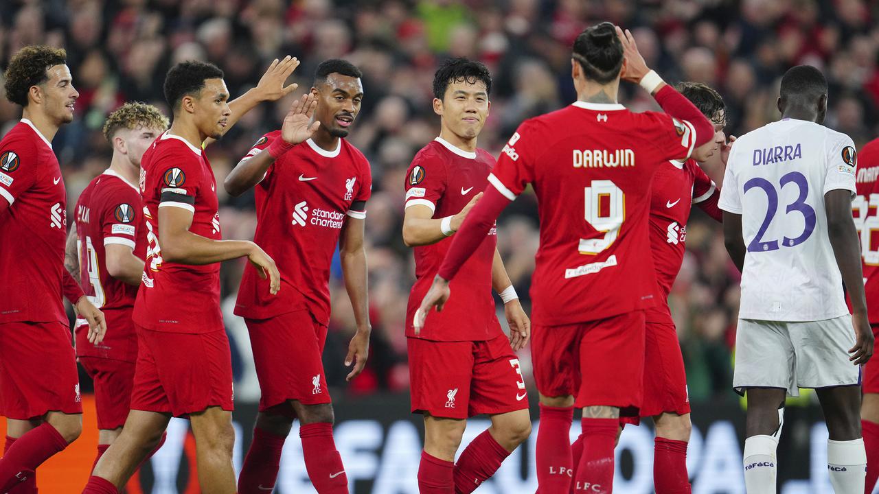 Foto: Gol Perdana Wataru Endo untuk Liverpool, Bawa The Reds Menang Besar atas Toulouse di Liga Europa