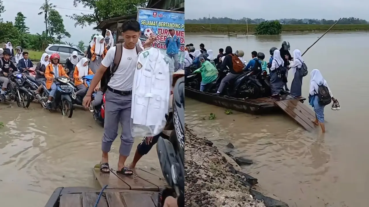 Jembatan gantung jadi solusi sementara agar warga di Lampung Timur dapat menyeberangi sungai dengan aman