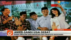 Paslon nomor urut 3 mengunggah foto selfie bersama paslon nomor 2 dan kemesraan bersama para istri.