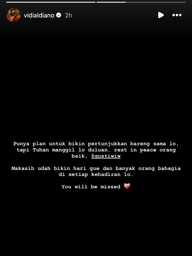 Unggahan Vidi Aldiano. (Foto: Dok. Instagram @vidialdiano)