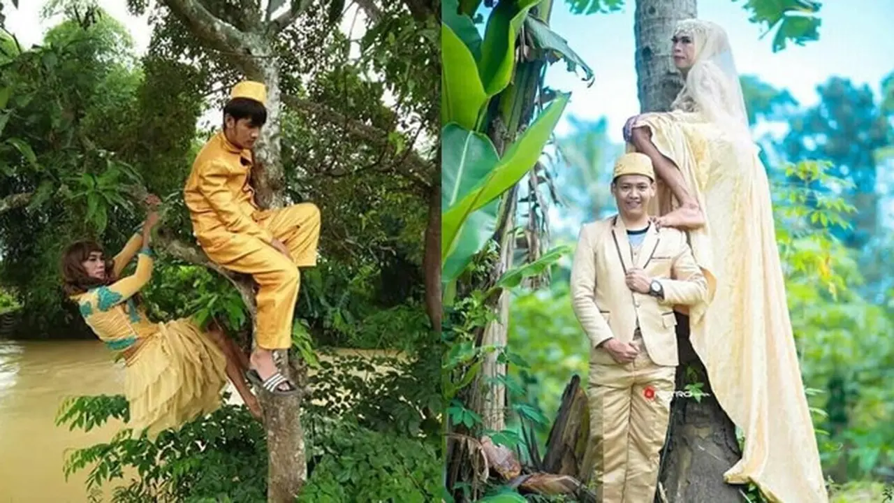 6 Foto Prewedding Konsep Naik Pohon Ini Absurd, Enggak Habis Pikir