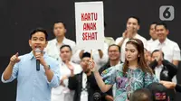 "Yang saya hormati ketua umum Gerindra, calon presiden Pak Prabowo. Tenang saja Pak Prabowo, tenang saja pak, saya sudah ada di sini," ujar Gibran. (Liputan6.com/Herman Zakharia)