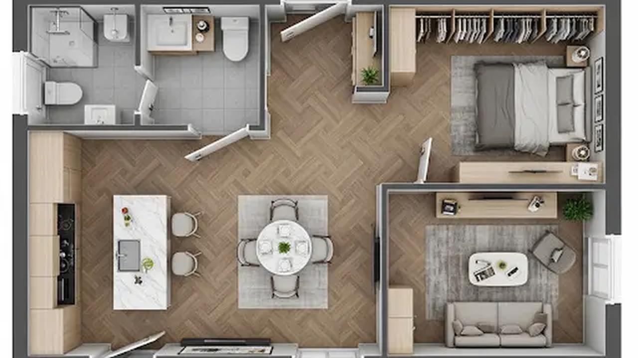 Rumah Elegan dengan Material Premium/Rumah Sederhana 1 Kamar Tidur (Sumber: gemini.com)