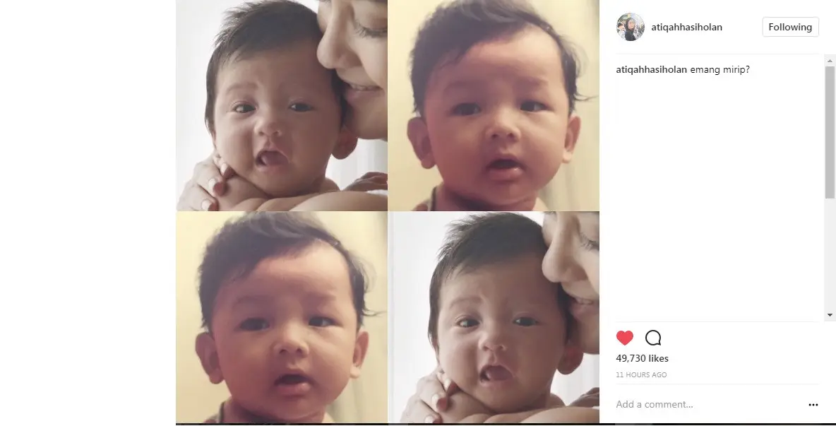 Atiqah Hasiholan bandingkan wajah suami dan anak, mirip? (Foto: Instagram)