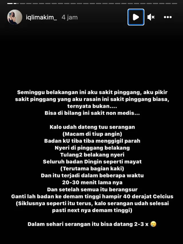 Unggahan Iqlima Kim. (Foto: Dok. Instagram @iqlimakim_)