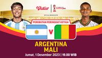 Siaran Langsung Piala Dunia U17 Perebutan Peringkat 3 Argentina vs Mali di Vidio. (Sumber: dok .vidio.com)
