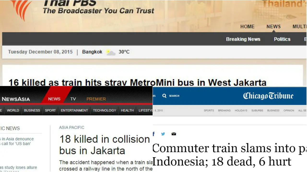 Tabrakan Metro Mini Vs KRL di Angke Mendunia