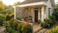 8 Ide Teras Rumah dengan Pucuk Merah dan Roster Beton, Kombinasi Sederhana yang Bikin Estetik