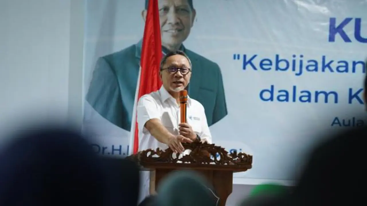 Menteri Perdagangan (Mendag) Zulkifli Hasan dalam kuliah umum di Universitas Muhammadiyah Mamuju dengan tema "Kebijakan Perdagangan Indonesia dalam Kancah Ekonomi Global" di Mamuju, Sulawesi Barat, Jumat (17/3/2023).(Dok Kemendag)