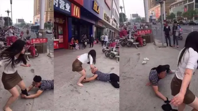 Ogah Diputusin Pacar, Cowok Ini Guling-gulingan di Jalanan