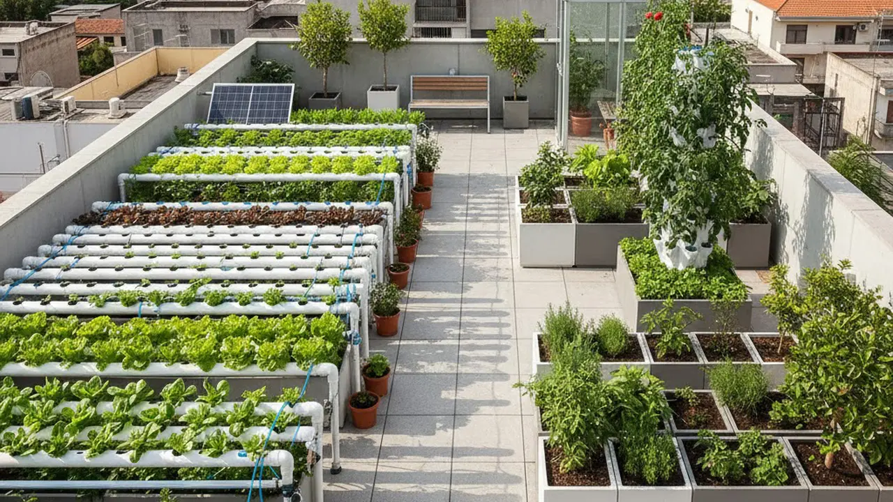 Rumah dengan Rooftop Urban Farming (Gemini AI)
