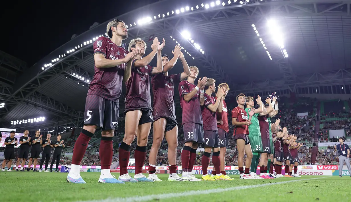 Vissel Kobe sementara menjadi pemuncak klasemen J1 League 2023 dengan koleksi 44 poin, hanya unggul selisih gol dari peringkat kedua, Yokohama Marinos. (J.LEAGUE)