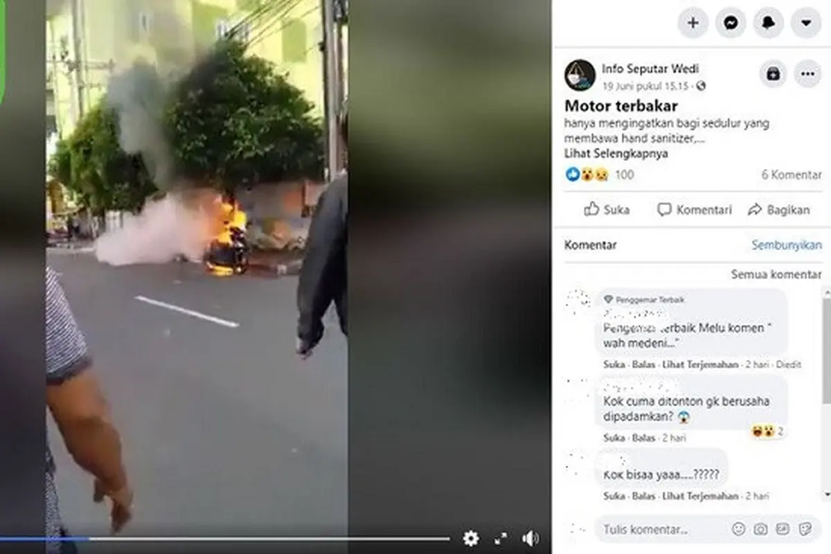 Gambar Tangkapan Layar Video Motor Terbakar
