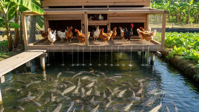 Kolam di bawah kandang ayam (Image by Gemini AI)