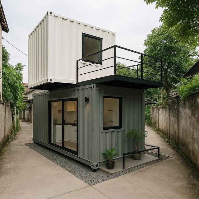 Desain Rumah Bentuk Kontainer di Gang dengan Budget Rp100 Juta